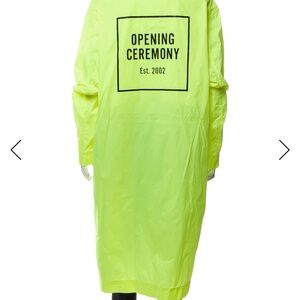 Opening Ceremony High-Vis Lime Long Raincoat with Logo